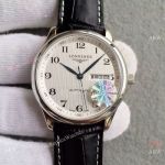 Replica Swiss Longines Master Watch L636.5 SS White Dial Black Leather Strap